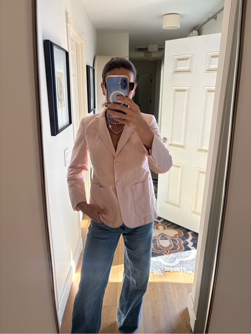 Weekend Max Mara Light Pink Cotton-Linen Blazer Jacket Size US4 /IT38